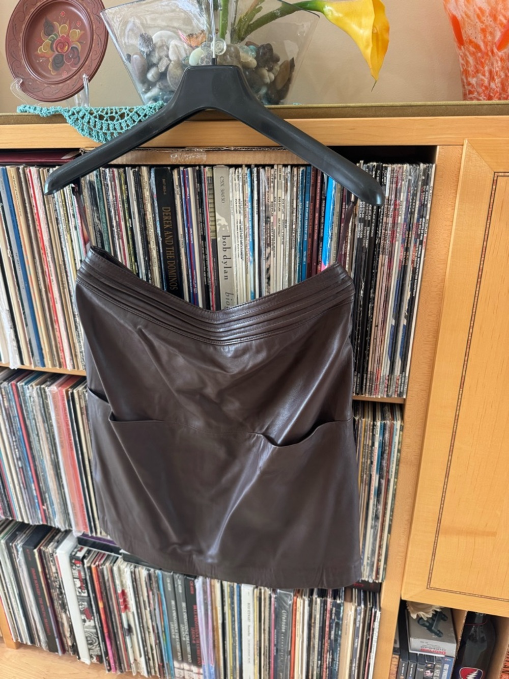 PRICE DROP: BUTTER-SOFT, FULLY-LINED BROWN LAMBSKIN LEATHER SKIRT by IDENTIFY,12